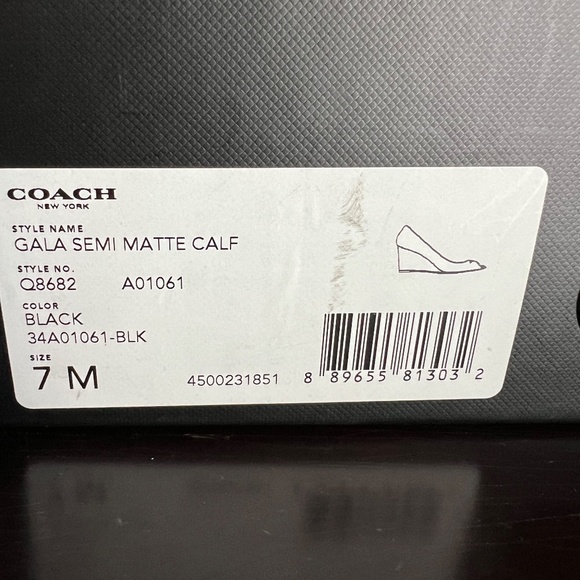 Coach Cala Semi Matte Calf Black Size 7 wedge open toe - Picture 6 of 7